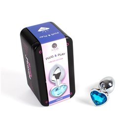 Plug Anal Metal Coração Azul Tamanho S