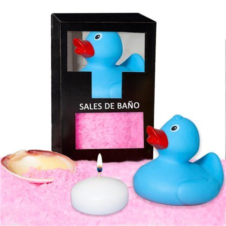 Conjunto de Sais de Banho Aroma Rosa Pato, Vela e Concha 150 gr