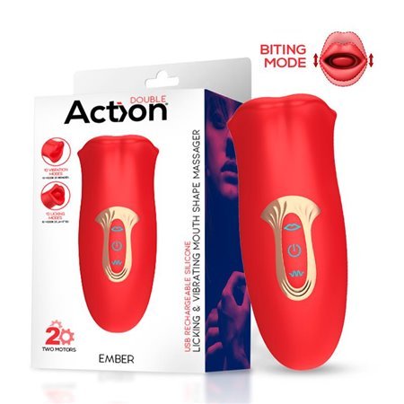 Massageador em formato de boca Ember com silicone USB para lamber e vibrar