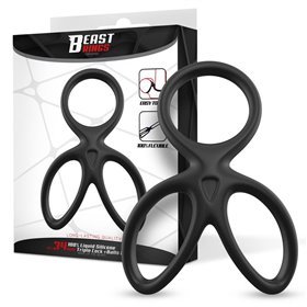 Anel triplo de silicone líquido flexível para pênis e testículos