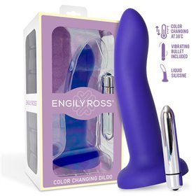Vibrador com vibração que muda de cor de azul para roxo tamanho M 17 cm