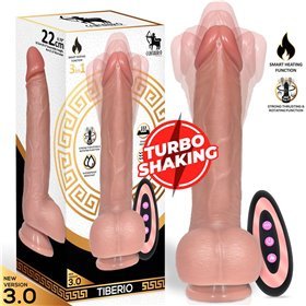 Tiberio Realistic Dildo Turbo Shaking com Impulso, Rotação 360º e Controle Remoto Silicone Líquido
