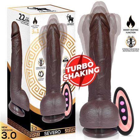 Vibrador realista severo que agita impulso, rotação de 360º efeito de calor com controle remoto