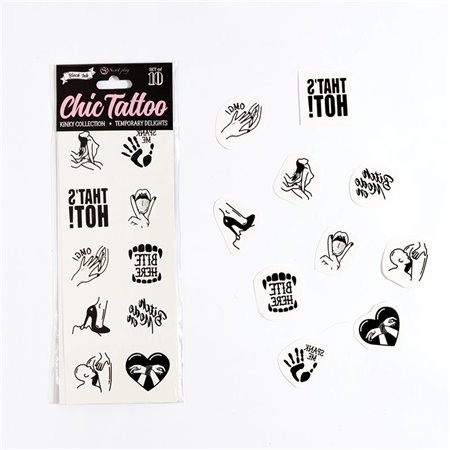 Conjunto de 10 tatuagens temporárias da coleção Kinky