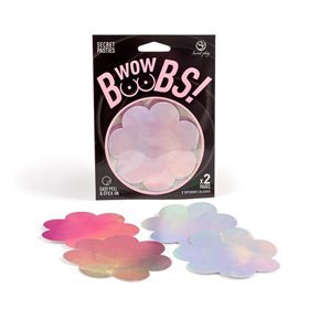 Uau, peitos! Capas para mamilos com flores holográficas