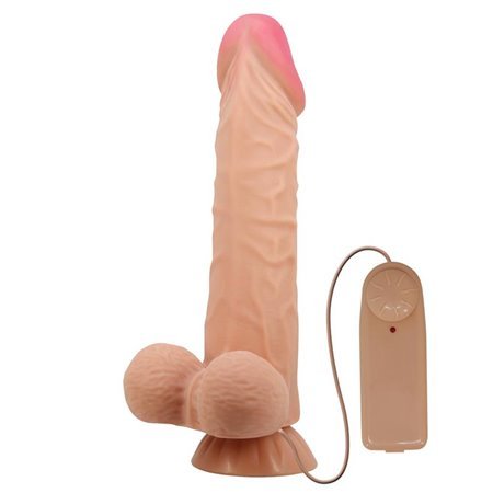 Controle remoto vibrador realista, dupla densidade e pele deslizante 24 cm