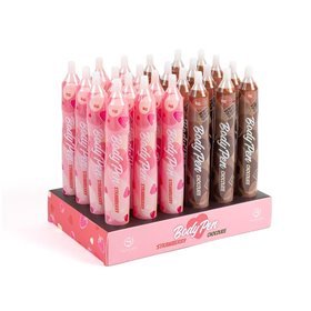 Body Pen Display com 24 unidades - 12 Morango + 12 Chocolate