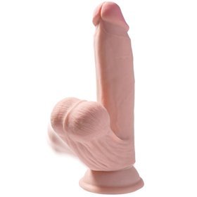 KING COCK - PLUS 3D DILDO BALANANDO BOLAS 15.2 CM PELE CLARA