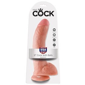 KING COCK - 9 CARNE DE DILDO COM BOLAS 22.9 CM