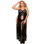 SUBBLIME - QUEEN PLUS VESTIDO PARTE SUPERIOR E THONG SET PRETO