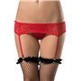 QUEEN LINGERIE - TANGA E CINTO-LIGA COM MOTIVOS FLORAIS L/XL