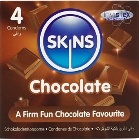 SKINS - PACOTE COM 4 PRESERVATIVOS CHOCOLATE PREMIUM