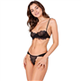 PASSION - CONJUNTO DE SUTIÃ + TANGA TIVOLEA PRETO P/M