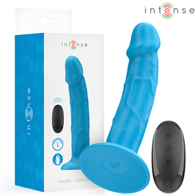 INTENSE - VIBRADOR REALÍSTICO PHOEBE 10 VIBRAÇÕES CONTROLE REMOTO AZUL